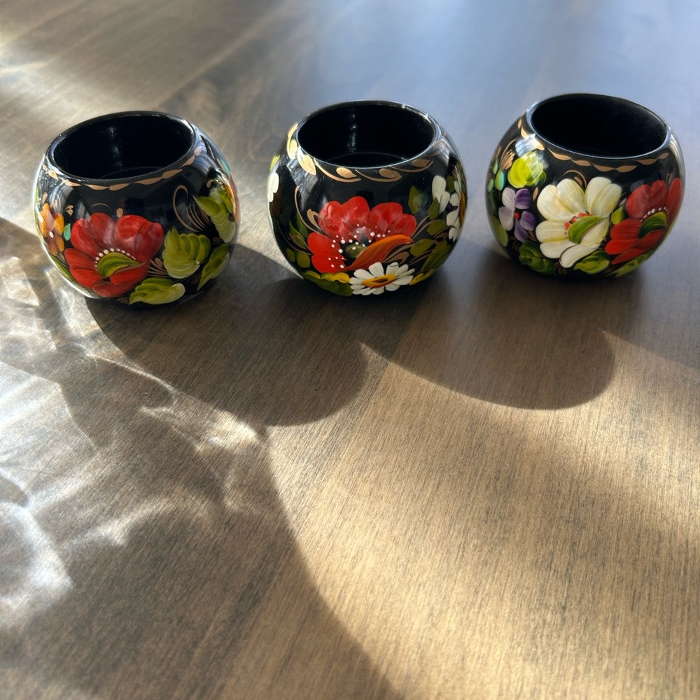 Hand made in Ukraine Red and White Floral Tea Light Candle Holders
